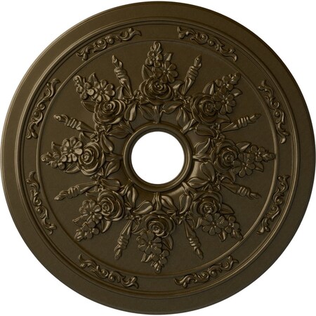 Ekena Millwork Rose and Ribbon Ceiling Medallion (Fits Canopies up to 4"), 23 5/8"OD x 4"ID x 1 1/2"P, Brass CM23ROBRS